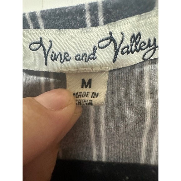 Vine and Valley Lettuce Hem Mini Dressed Black Striped Butterfly Embroidered M - Picture 3 of 5